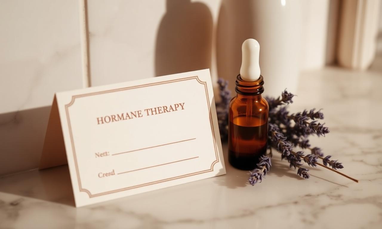 Apothecary dropper bottle and prescription card with lavender
